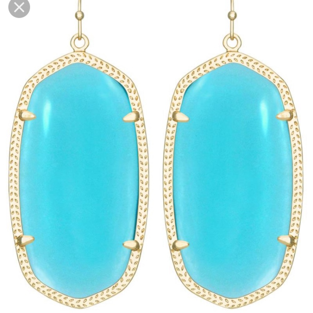Kendra Scott Danielle Earrings - teal with gold